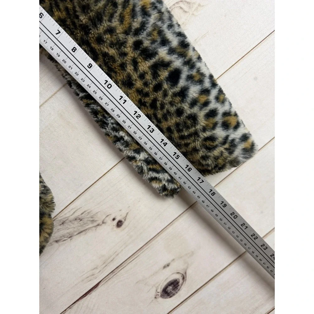 Ci Sono Jacket Womens Large Brown Black Animal Print Leopard Faux Fur
